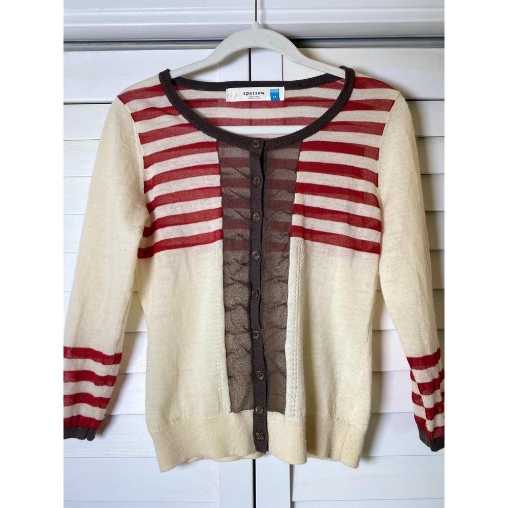 Sparrow Anthropologie Light, Long Sleeve Cardigan Sweater Boho Luxe | Med
